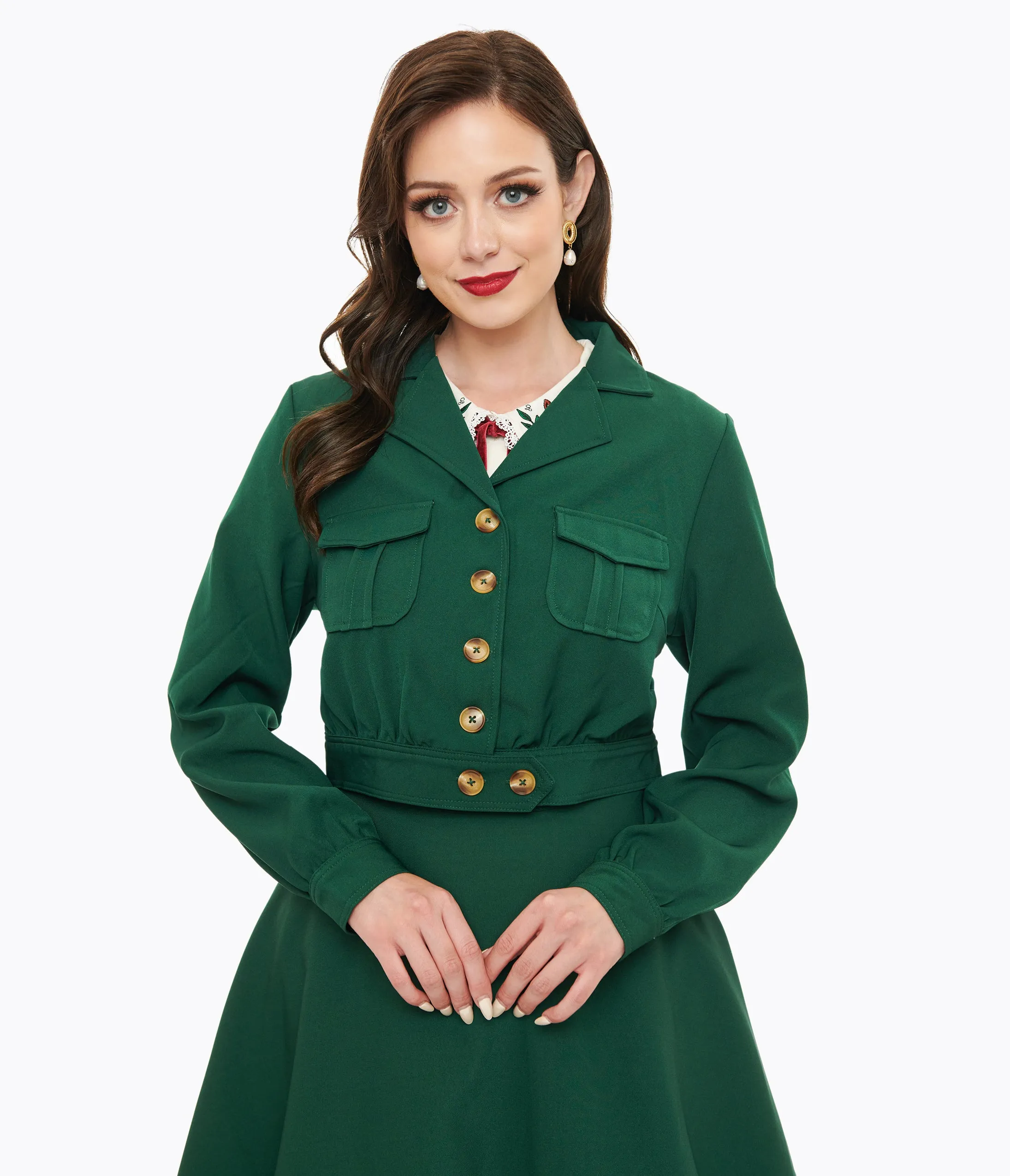 Hell Bunny 1970s Forest Green Ravenswood Jacket sold by Unique Vintage product image thumbnail 3