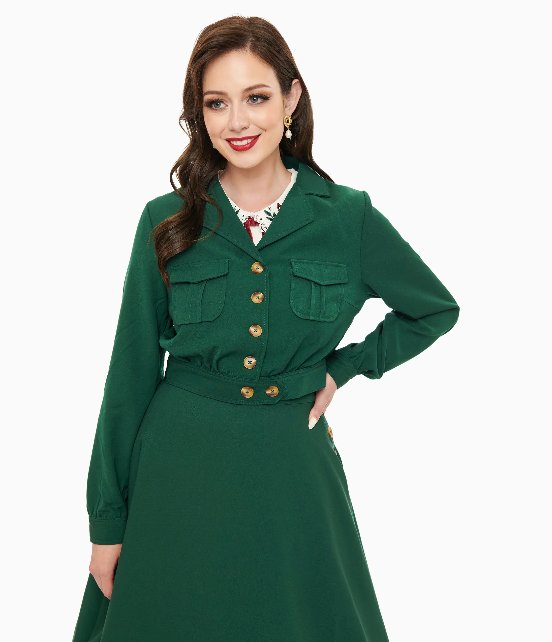 Hell Bunny 1970s Forest Green Ravenswood Jacket sold by Unique Vintage