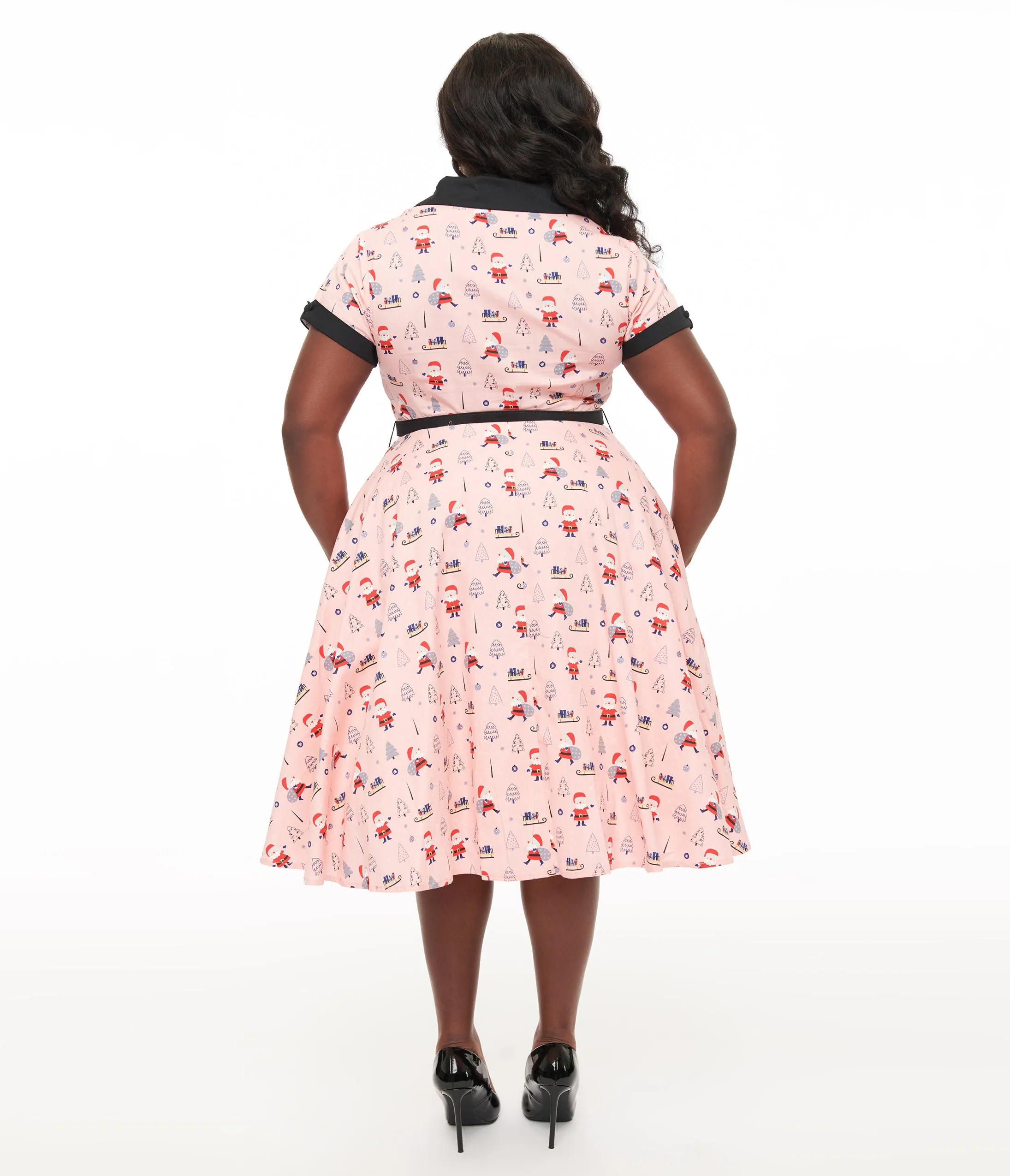 Unique Vintage Plus Size 1950s Santa Print Alexis Swing Dress sold by Unique Vintage product image thumbnail 2