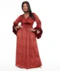 Unique Vintage Plus Size 1970s Burgundy Velvet Burnout Maxi Dress sold by Unique Vintage