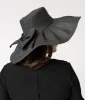 Black Woven Pleated Sun Hat With Bow sold by Unique Vintage