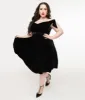 Unique Vintage Plus Size 1960s Black Velvet Prairie Swing Dress sold by Unique Vintage