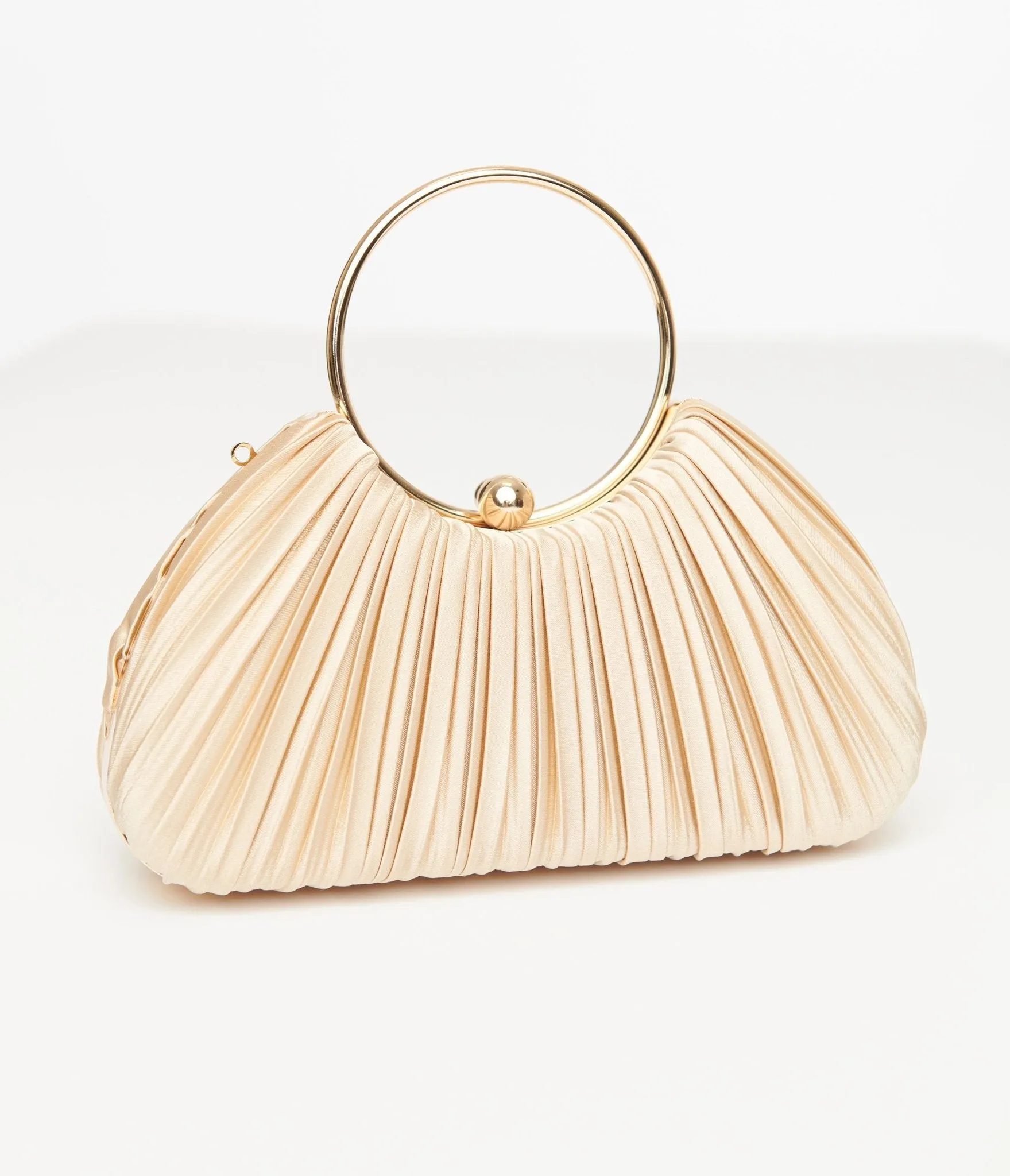 Unique Vintage 1920s Champagne Pleated Handbag sold by Unique Vintage product image thumbnail 3