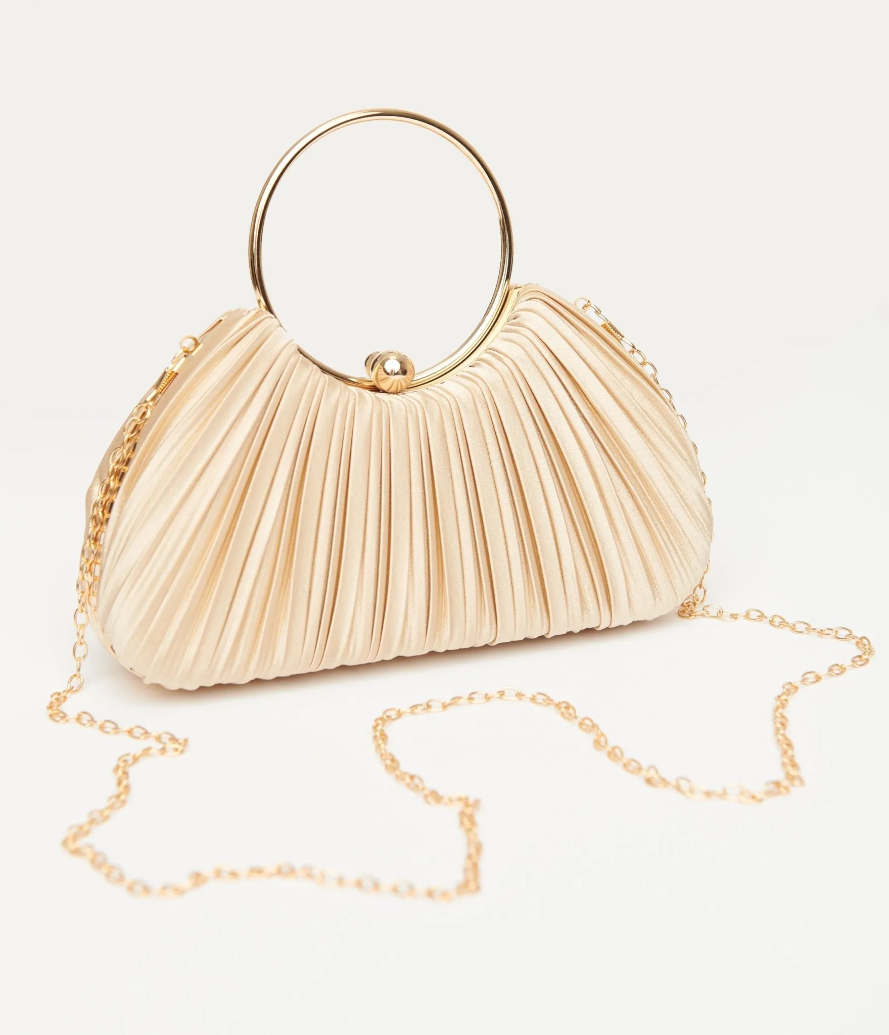 Unique Vintage 1920s Champagne Pleated Handbag sold by Unique Vintage