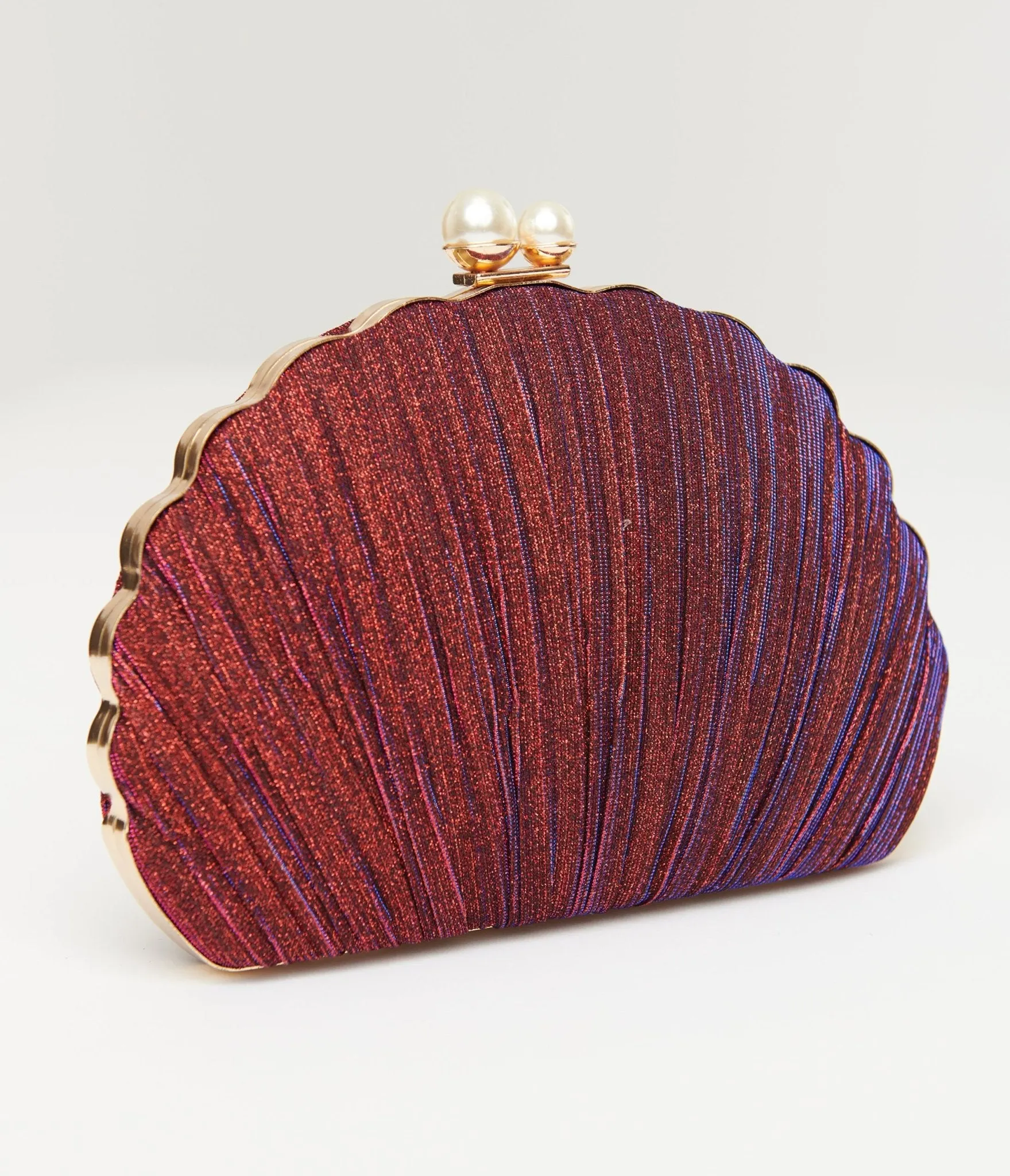 Unique Vintage 1950s Iridescent Purple Sparkle Scallop Handbag sold by Unique Vintage product image thumbnail 3