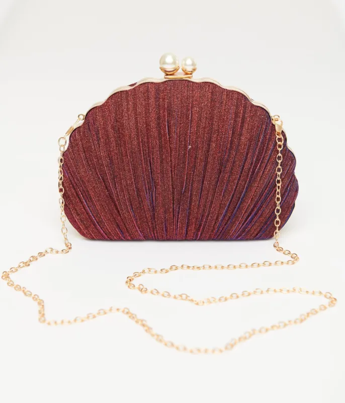 Unique Vintage 1950s Iridescent Purple Sparkle Scallop Handbag sold by Unique Vintage