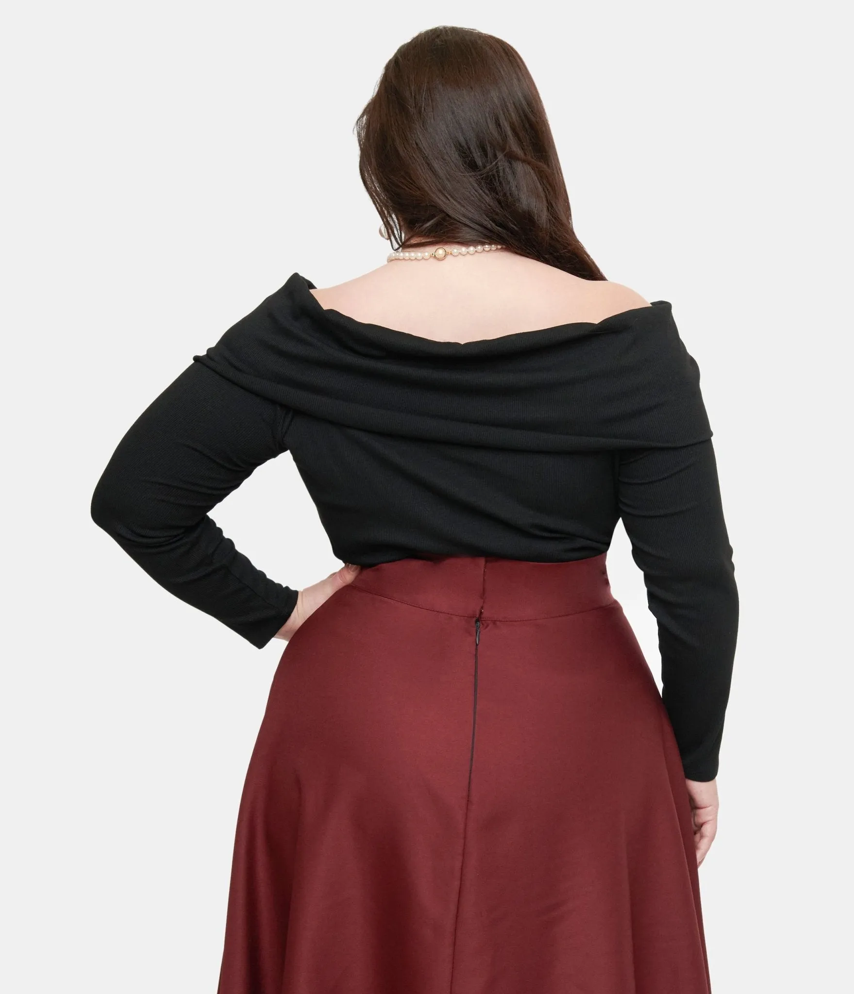 Unique Vintage Plus Size 1960s Black Folded Shoulder Knit Top sold by Unique Vintage product image thumbnail 2