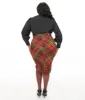 Unique Vintage Plus Size 1950s Burnt Orange & Green Plaid Tracy Pencil Skirt sold by Unique Vintage
