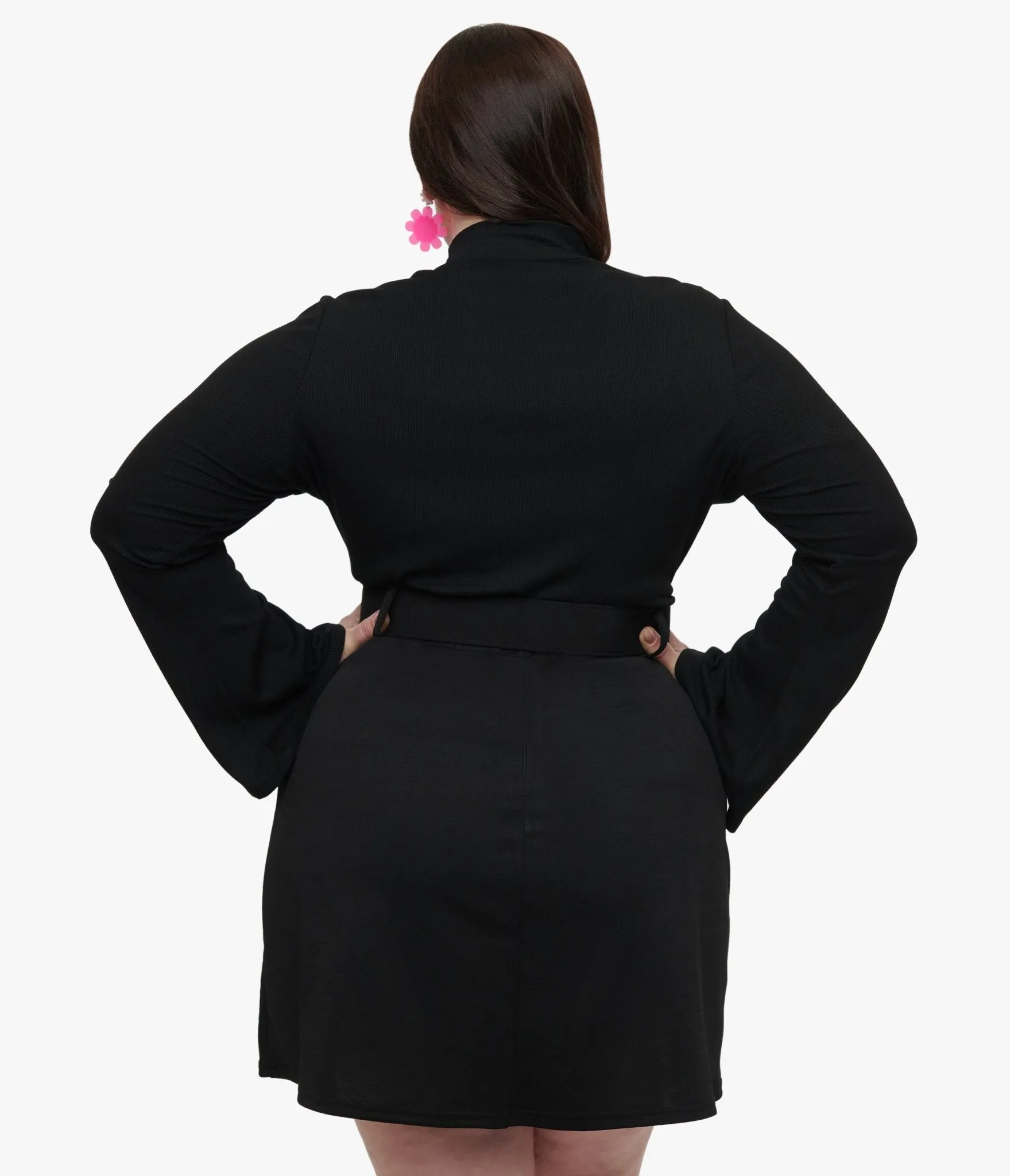 Smak Parlour Plus Size 1960s Black Mock Neck Bell Sleeve Top sold by Unique Vintage product image thumbnail 2