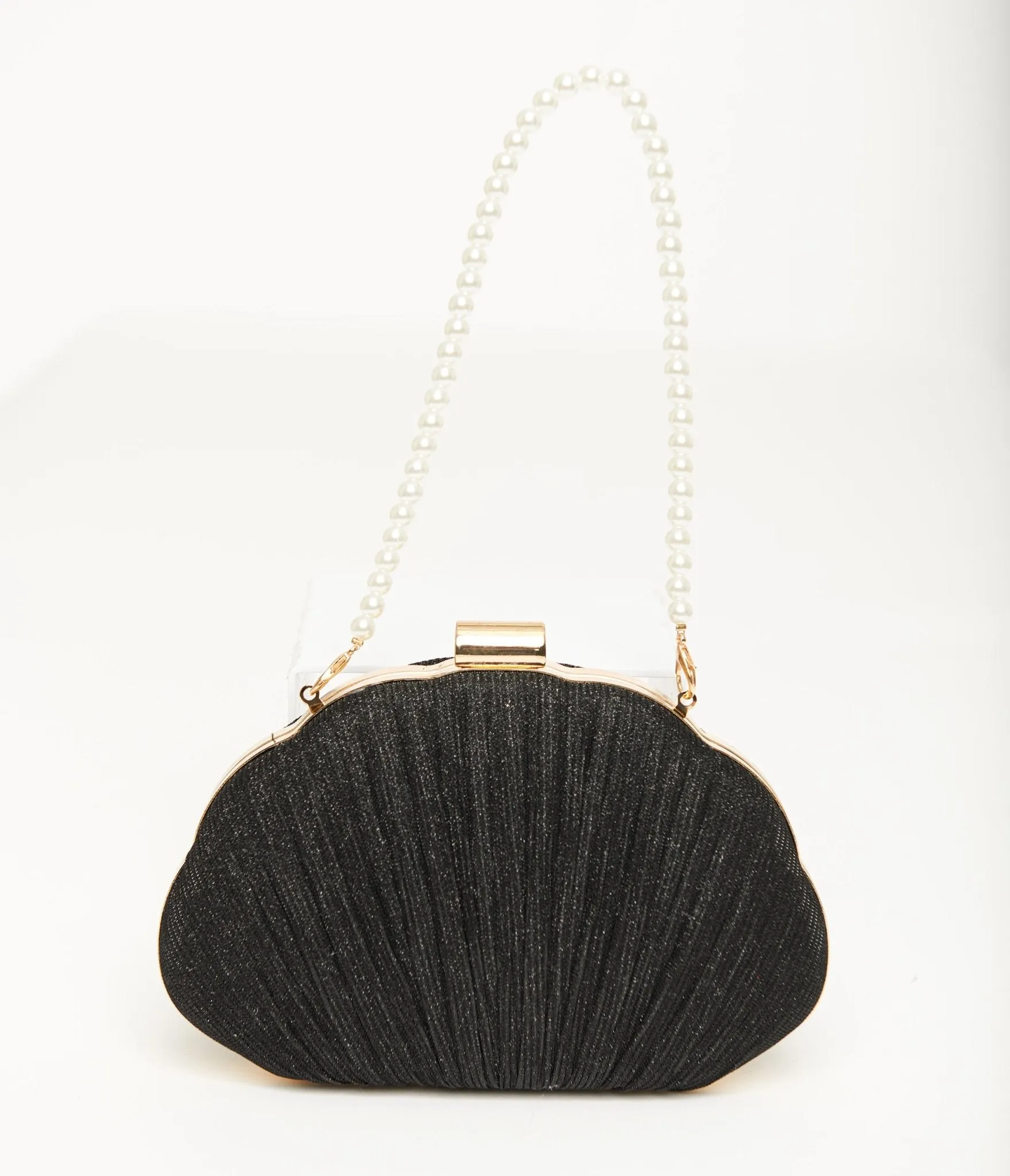 Unique Vintage 1950s Black Sparkle Scallop Handbag sold by Unique Vintage product image thumbnail 3