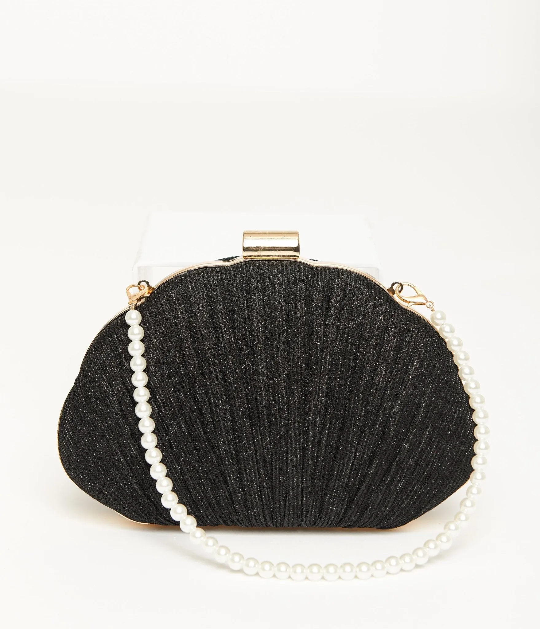 Unique Vintage 1950s Black Sparkle Scallop Handbag sold by Unique Vintage