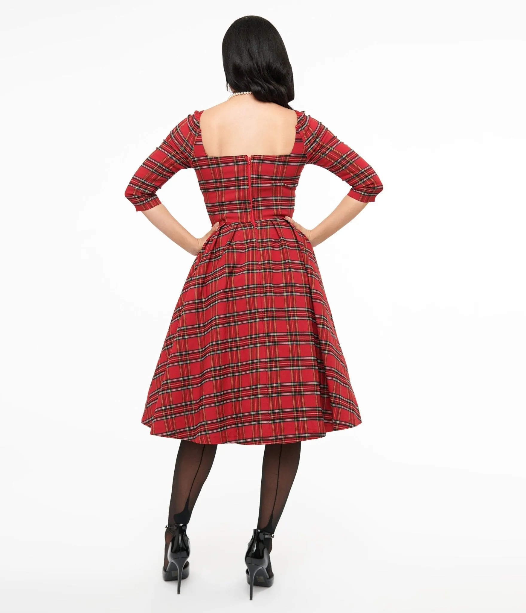 Unique Vintage 1950s Red Plaid Lamar Swing Dress sold by Unique Vintage product image thumbnail 2