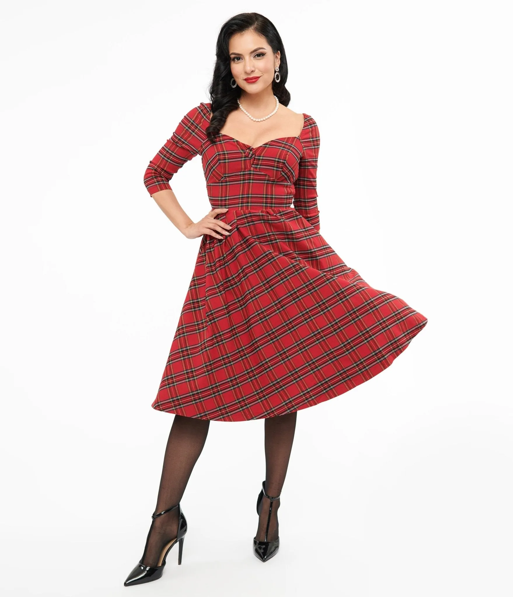 Unique Vintage 1950s Red Plaid Lamar Swing Dress sold by Unique Vintage product image thumbnail 3