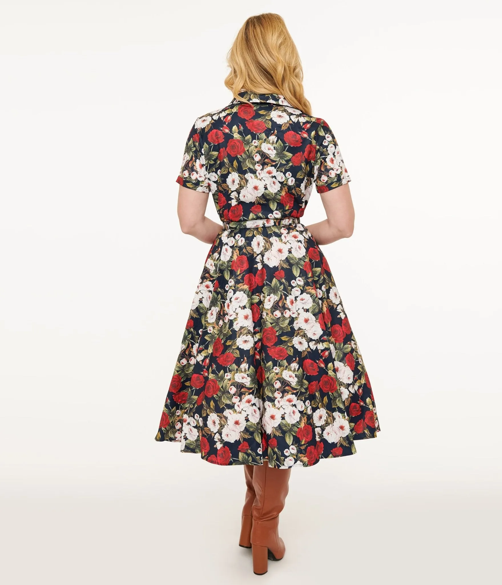 Royal Monk 1950s Dark Rose Swing Dress sold by Unique Vintage product image thumbnail 3