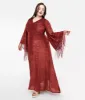 Smak Parlour Plus Size 1970s Burgundy Velvet Burnout Fringe Sleeve Stevie Maxi Dress sold by Unique Vintage