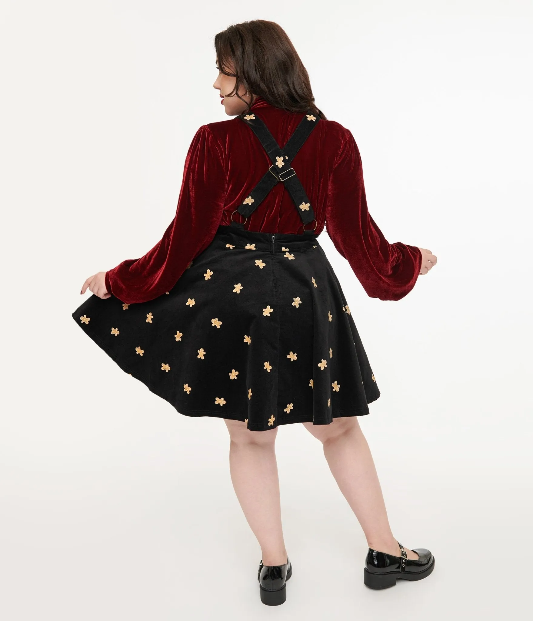 Unique Vintage Plus Size 1950s Black & Gingerbread Brionne Pinafore Skirt sold by Unique Vintage product image thumbnail 3