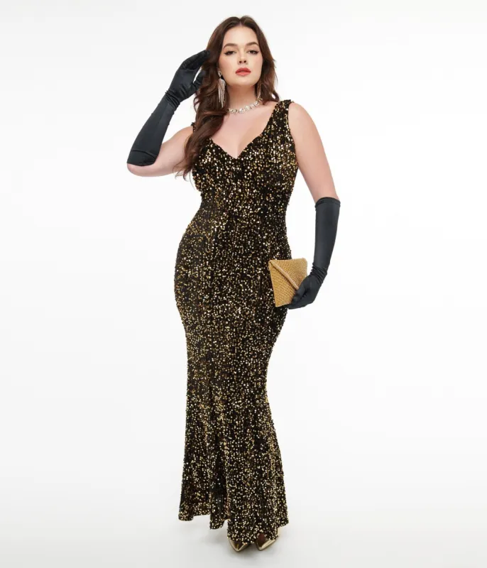 Unique Vintage 1930s Gold Sequin Goldwyn Gown sold by Unique Vintage