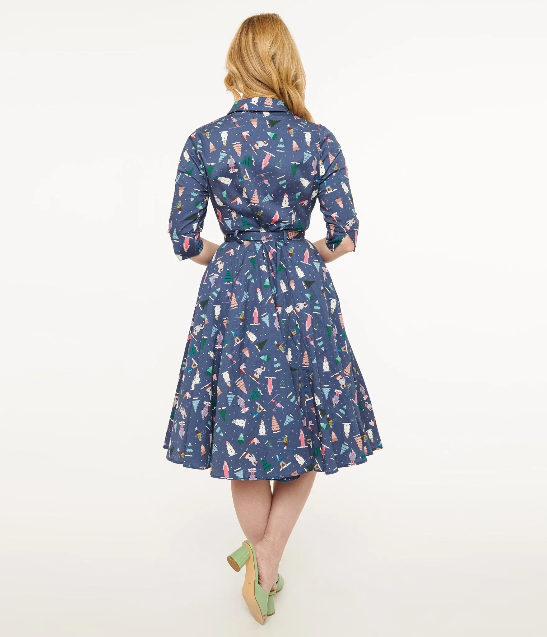 Royal Monk 1940s Blue Ski Snow Season Midi Dress sold by Unique Vintage product image thumbnail 2
