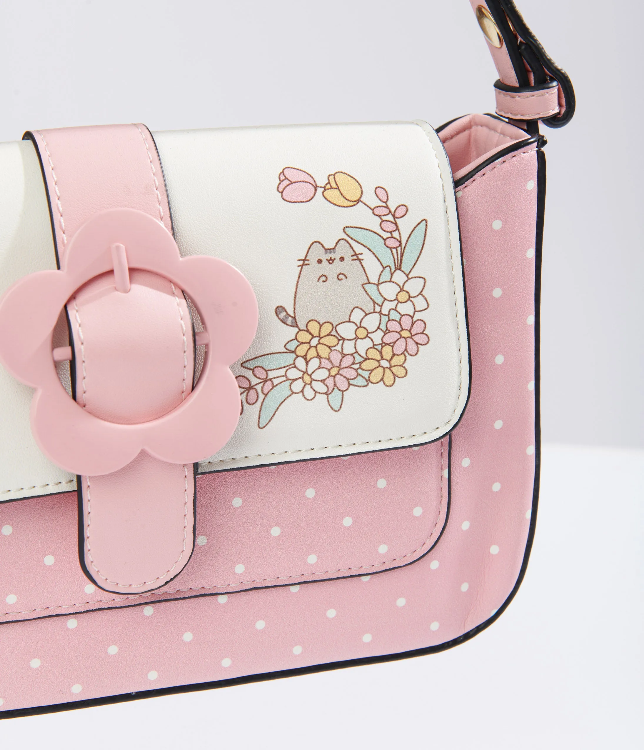 Pusheen x Unique Vintage Pink & White Polka Dot Pusheen Print Handbag sold by Unique Vintage product image thumbnail 2