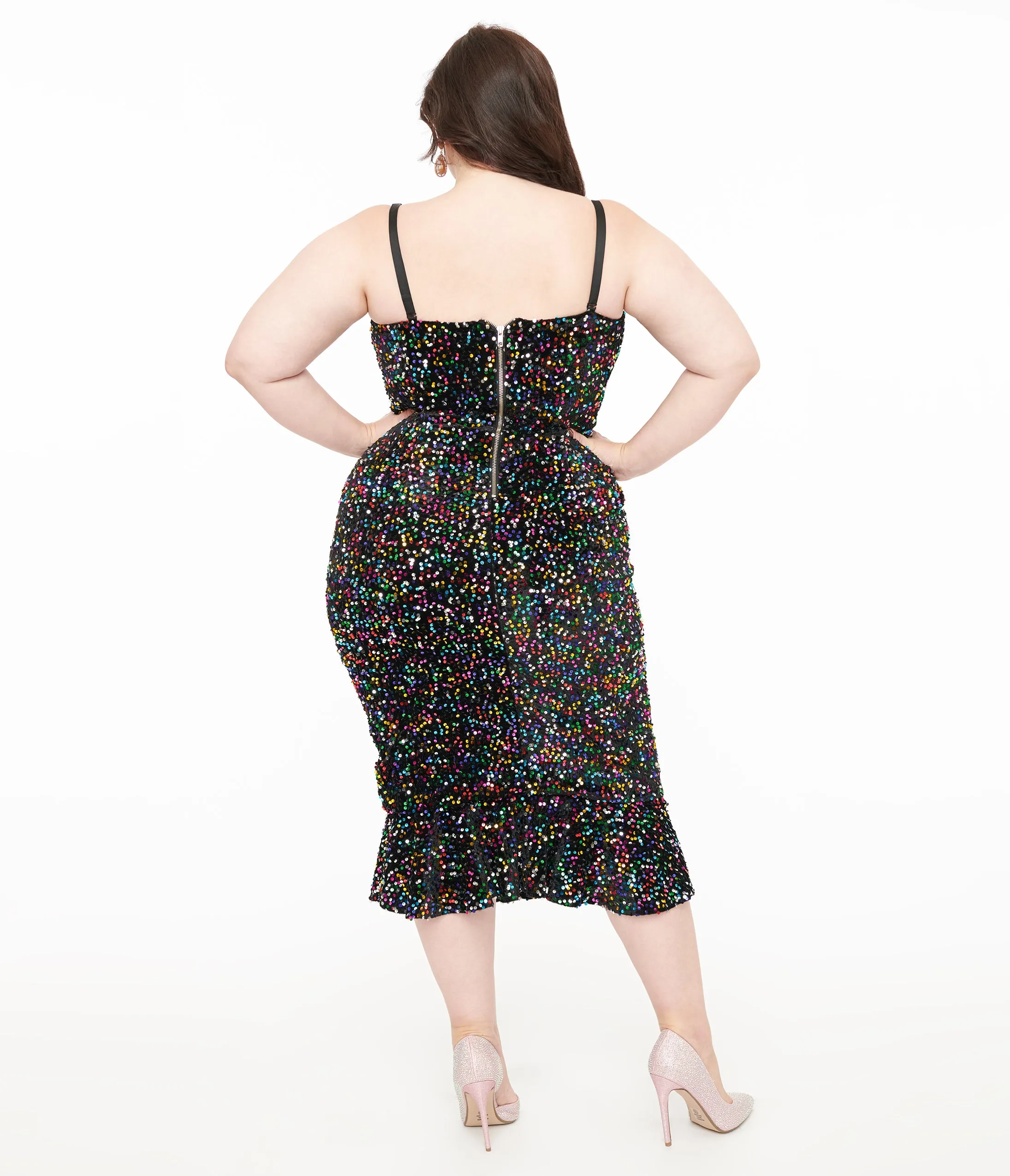 Unique Vintage Plus Size Rainbow Sequin Strapless Spotlight Wiggle Dress sold by Unique Vintage product image thumbnail 3