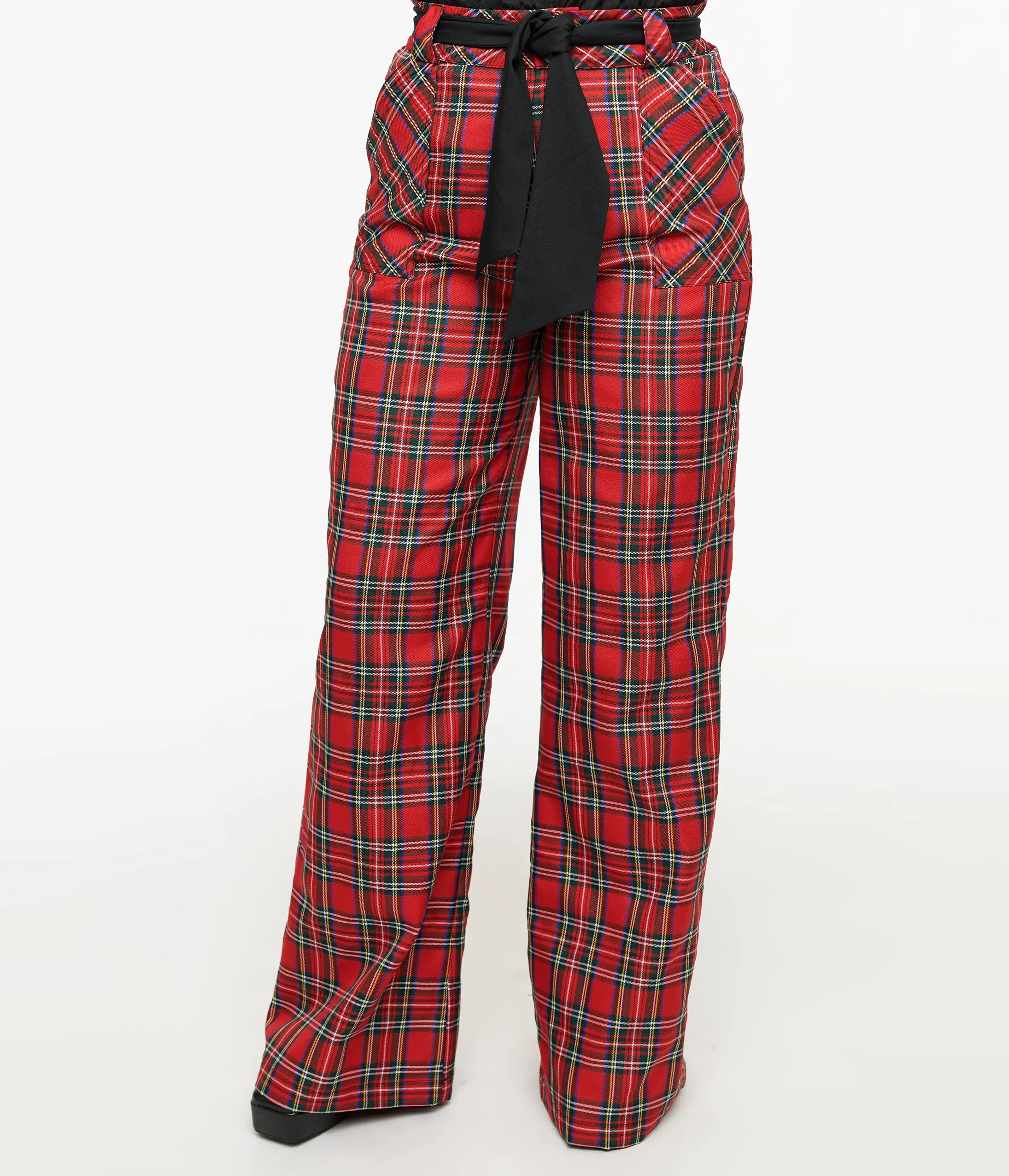 Unique Vintage 1950s Red Plaid Wide Leg Trousers sold by Unique Vintage product image thumbnail 2
