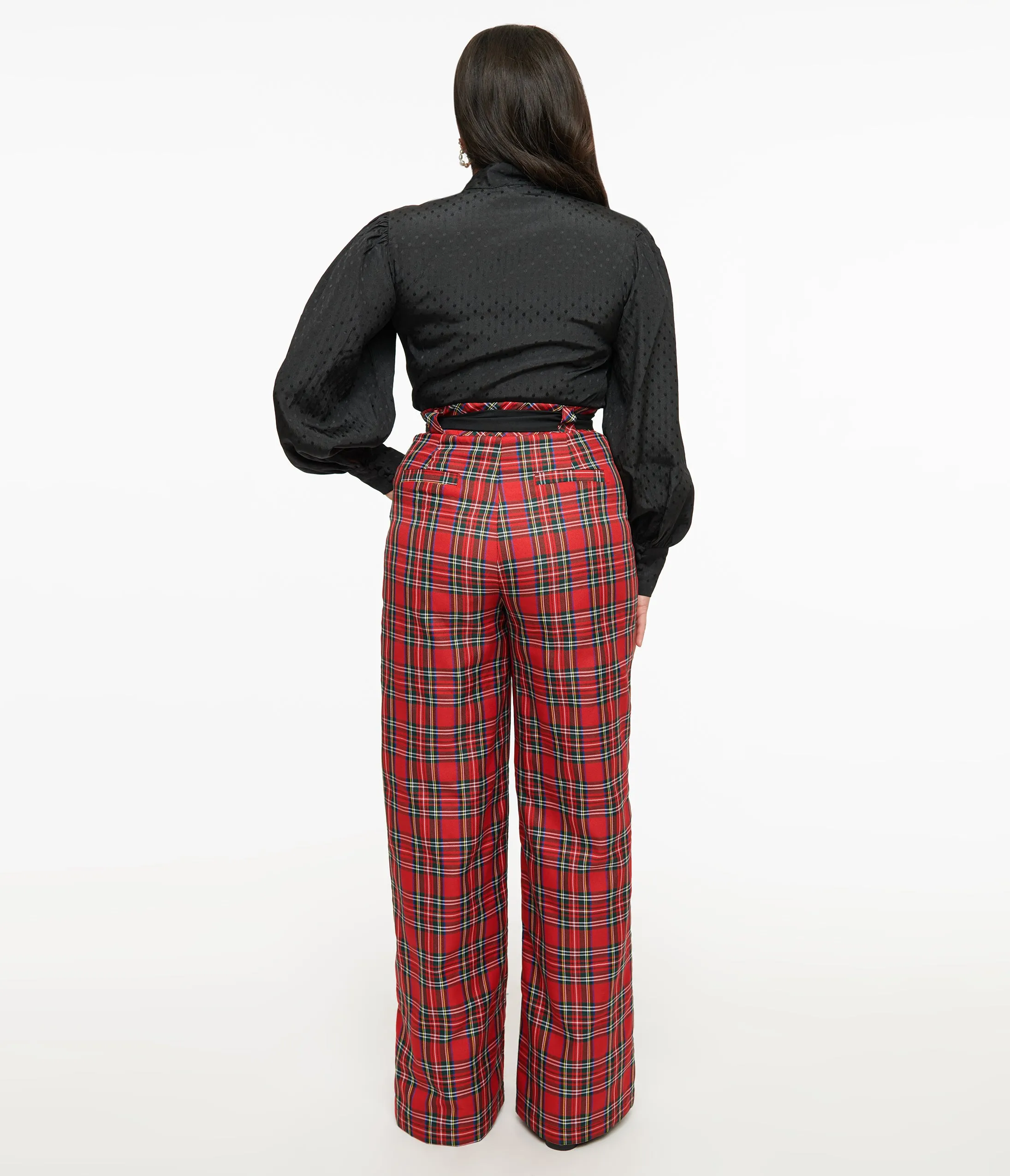 Unique Vintage 1950s Red Plaid Wide Leg Trousers sold by Unique Vintage product image thumbnail 3