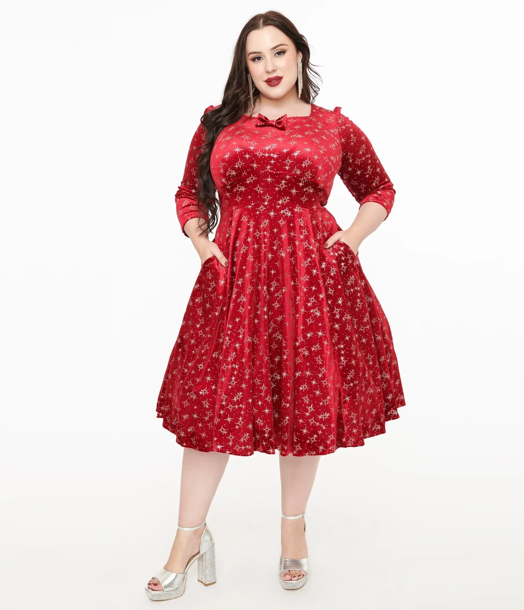 Hearts & Roses Plus Size Burgundy Sparkle Paris Swing Dress sold by Unique Vintage product image thumbnail 2
