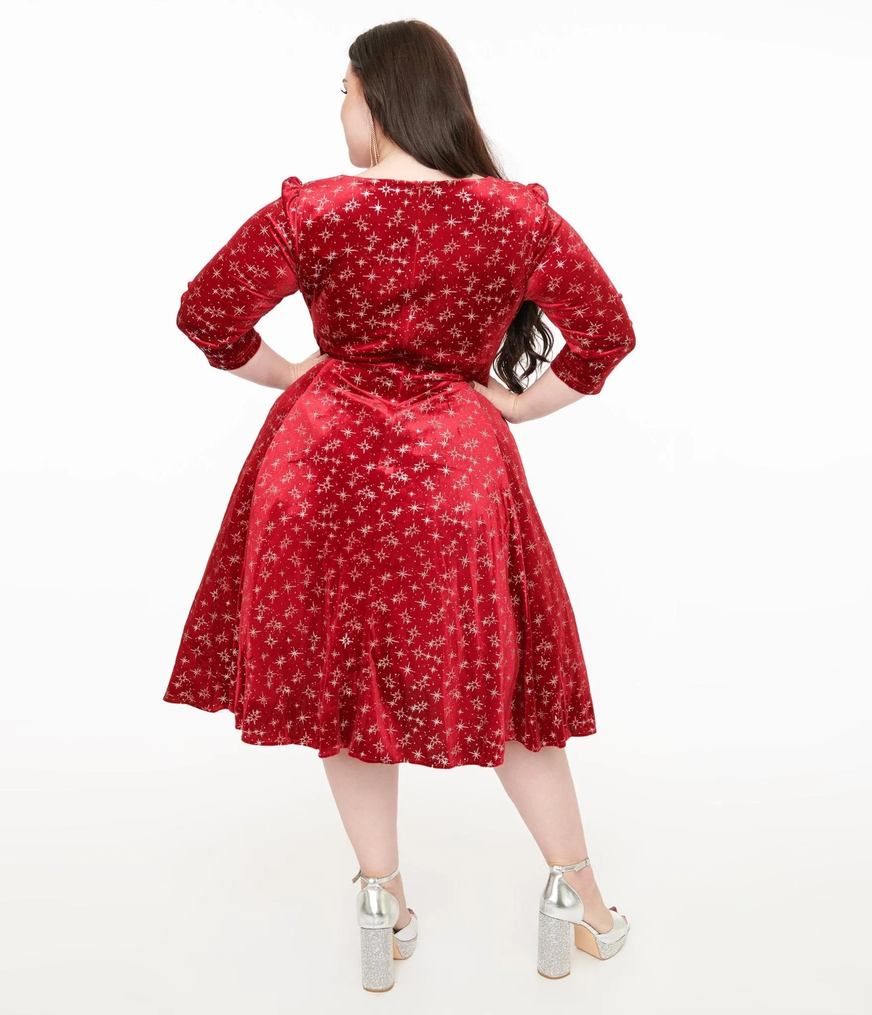 Hearts & Roses Plus Size Burgundy Sparkle Paris Swing Dress sold by Unique Vintage product image thumbnail 3