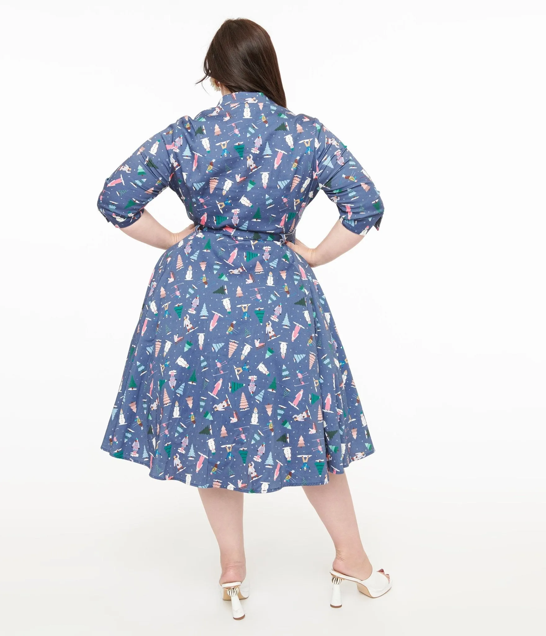 Royal Monk Plus Size 1940s Blue Ski Snow Season Midi Dress sold by Unique Vintage product image thumbnail 2