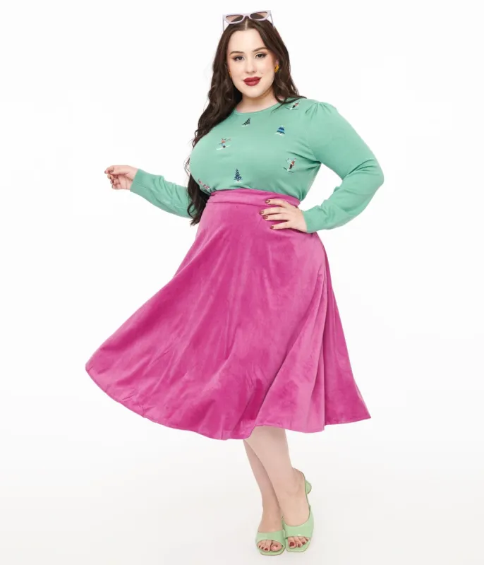 Royal Monk Plus Size 1950s Purple Velvet Dreams Swing Skirt sold by Unique Vintage