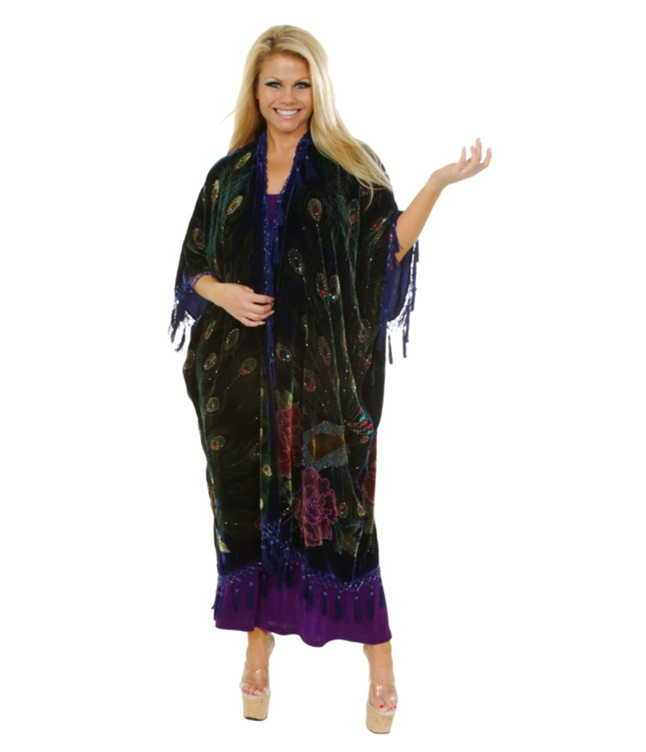 Western Fashion Black Peacock Caftan sold by Unique Vintage product image thumbnail 3
