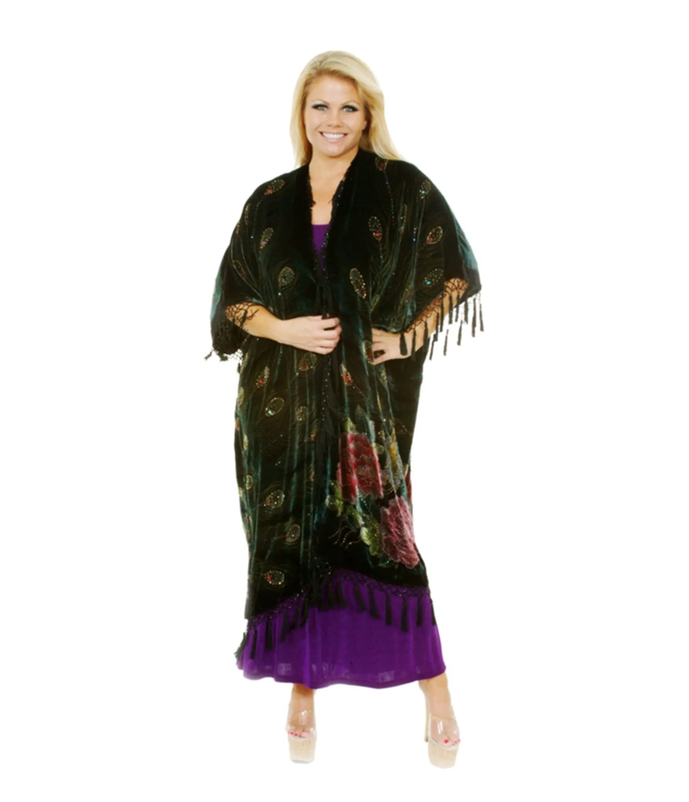 Western Fashion Black Peacock Caftan sold by Unique Vintage product image thumbnail 2