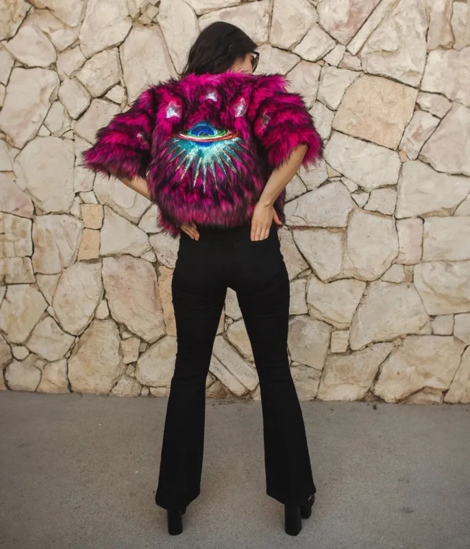 Jennafer Grace Monster Pink Planet Queen Faux Fur Jacket sold by Unique Vintage