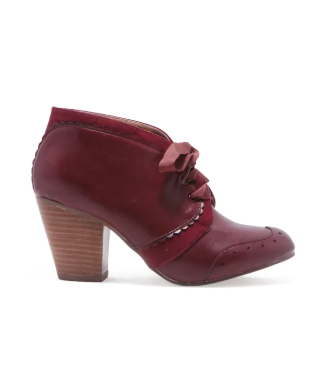 Chelsea Crew 1930s Burgundy Leatherette Venetian Booties sold by Unique Vintage