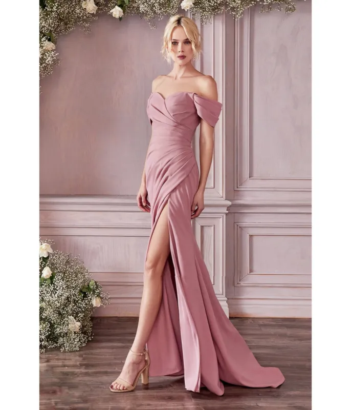 Cinderella Divine  Dusty Rose Regal Off Shoulder Bridesmaid Dress sold by Unique Vintage