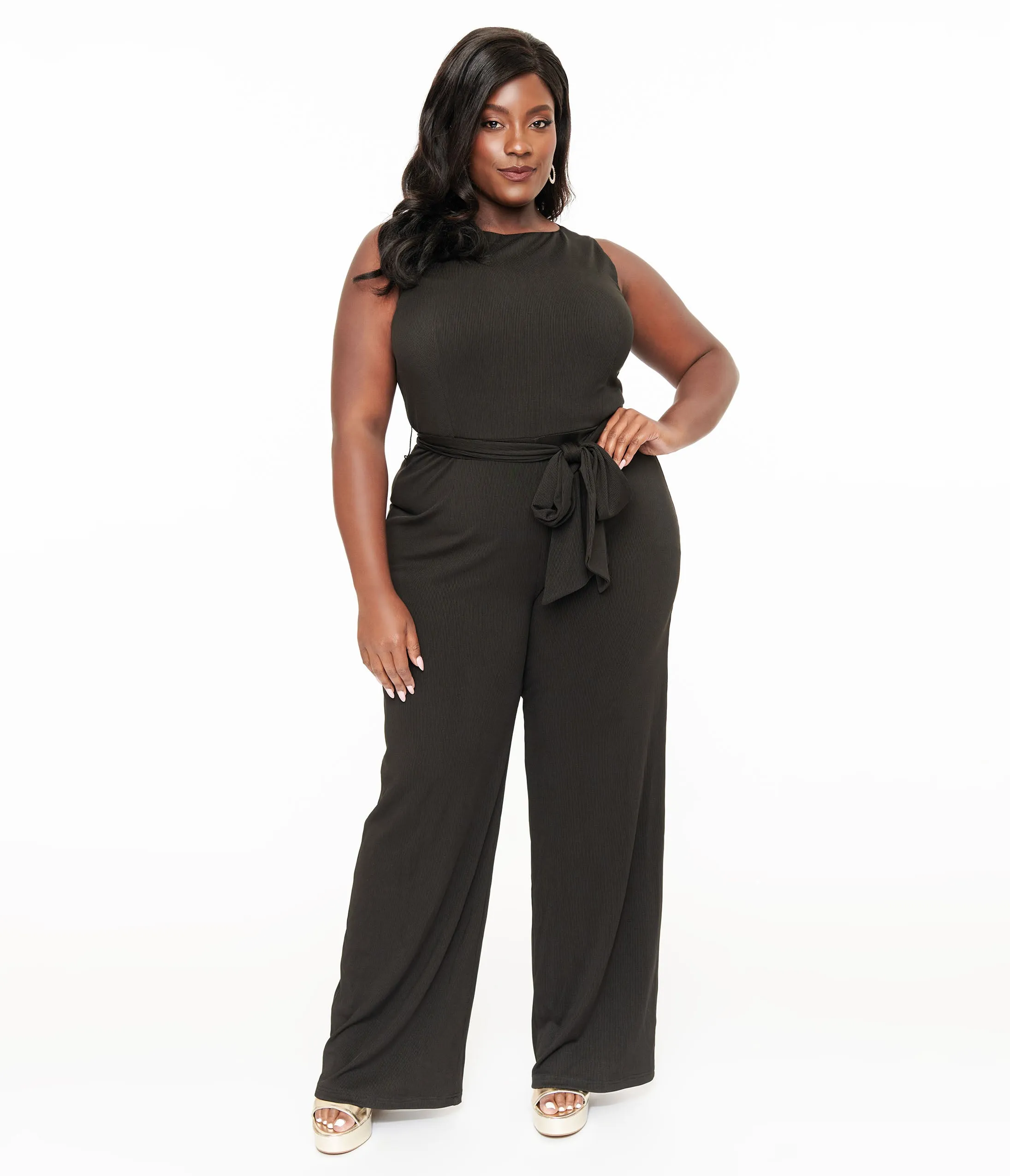 Unique Vintage Plus Size 1950s Black Boat Neck Jumpsuit sold by Unique Vintage product image thumbnail 3