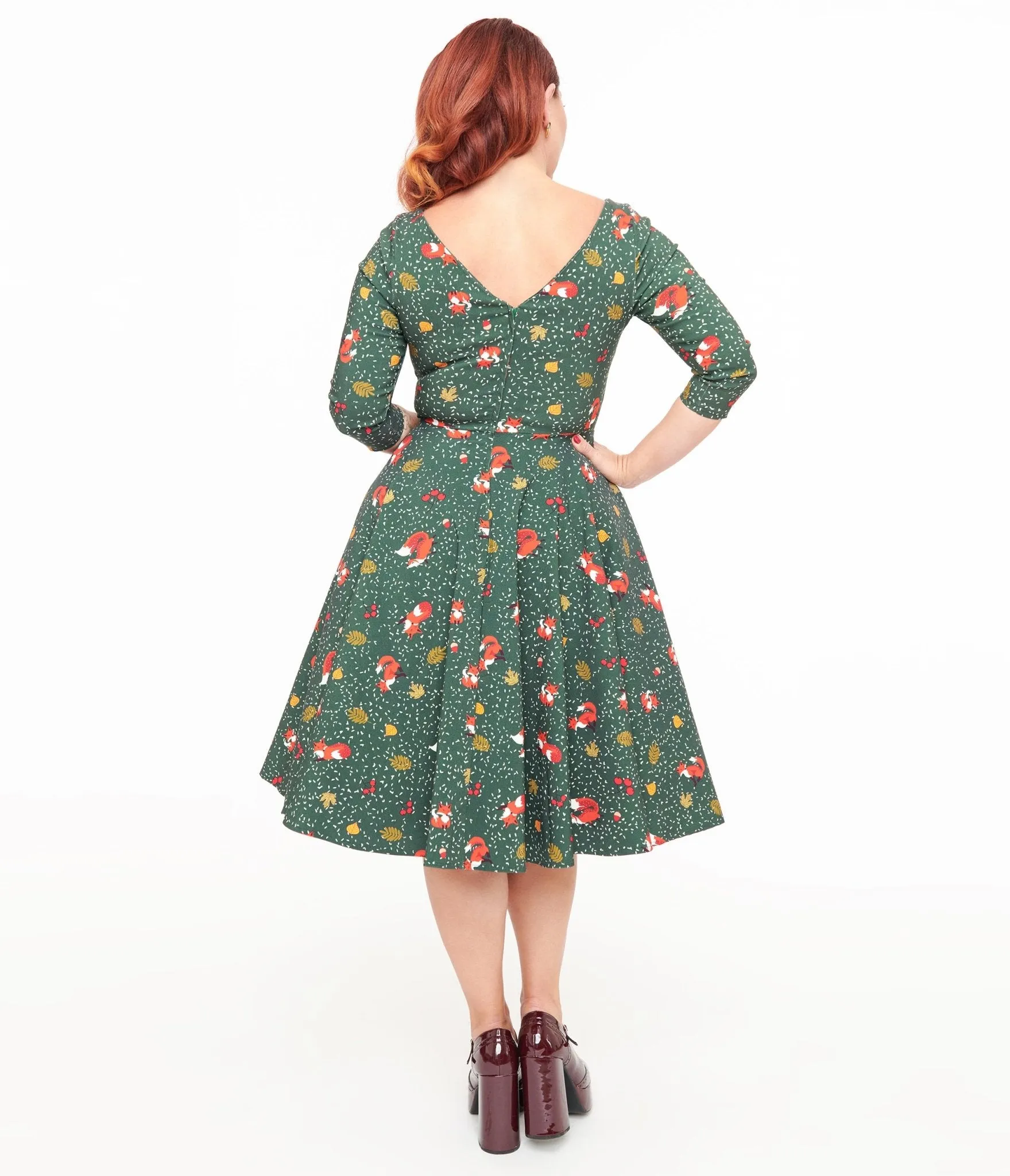 Unique Vintage 1950s Green Winter Fox Devon Swing Dress sold by Unique Vintage product image thumbnail 2