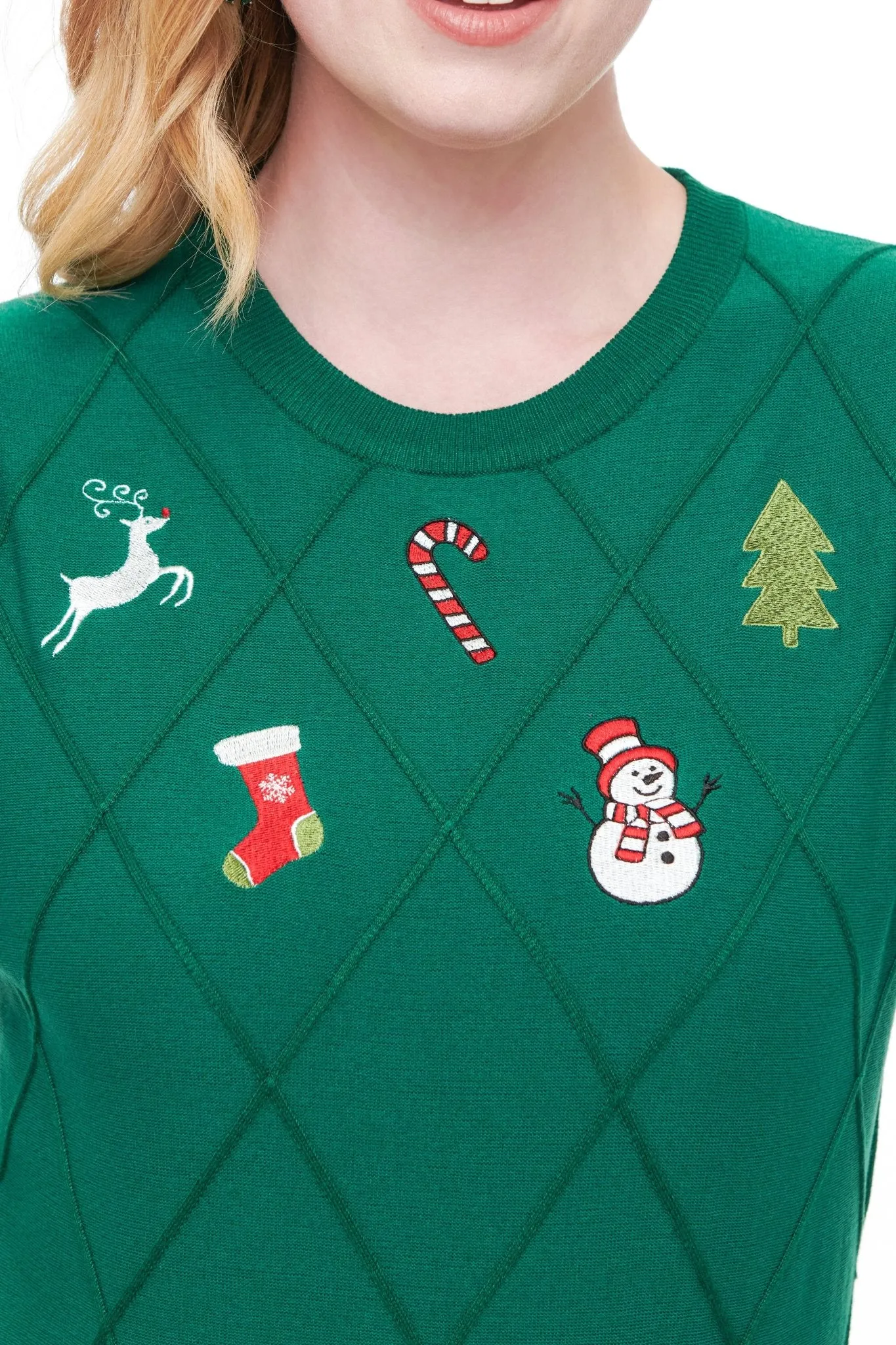 Unique Vintage 1950s Green Christmas Embroidered Sweater sold by Unique Vintage product image thumbnail 2
