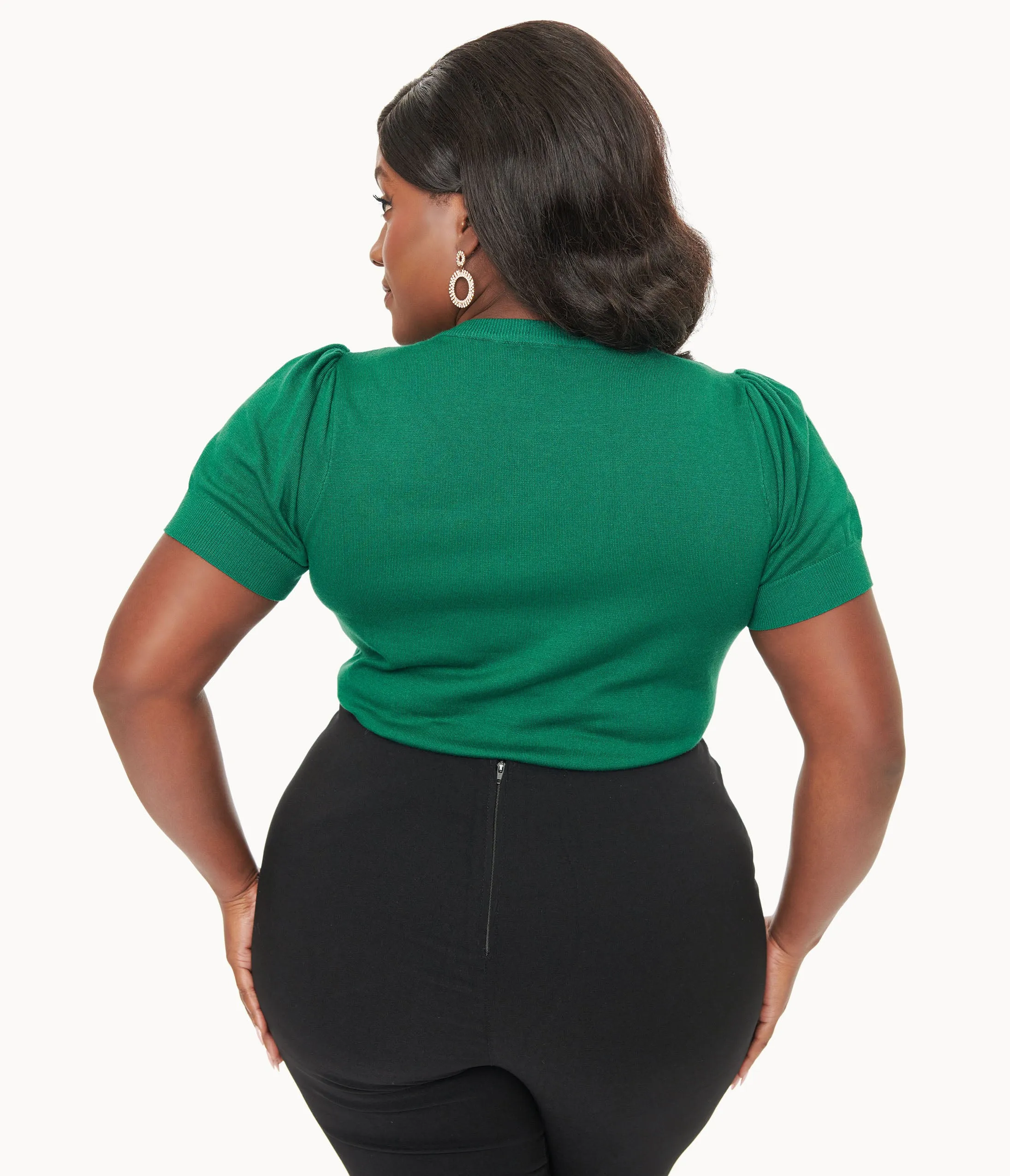 Unique Vintage Plus Size 1950s Green Christmas Embroidered Sweater sold by Unique Vintage product image thumbnail 2