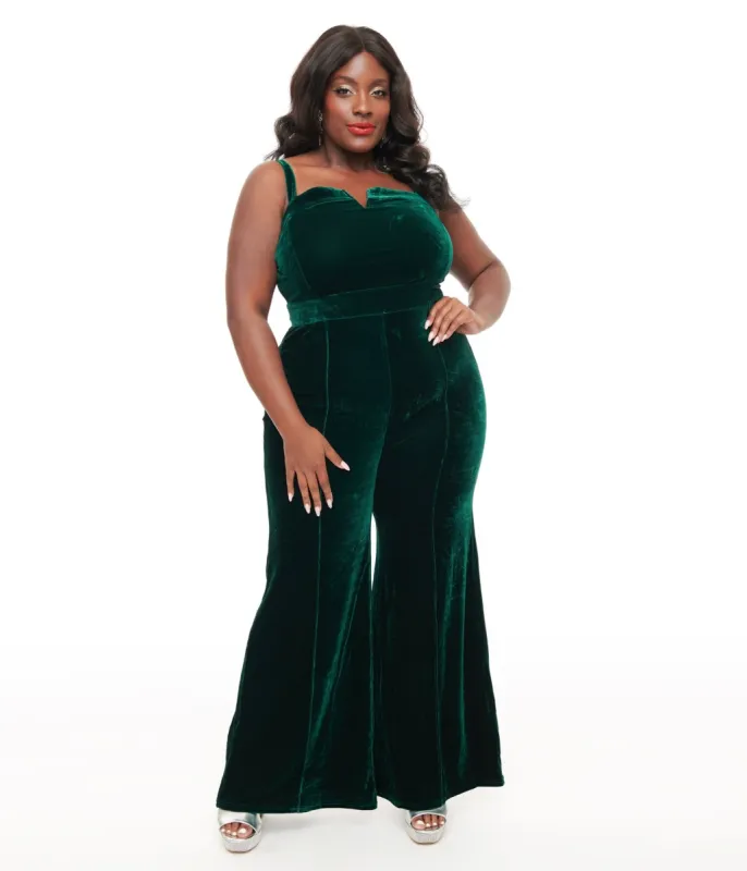 Plus Size Emerald Velvet Jumpsuit sold by Unique Vintage