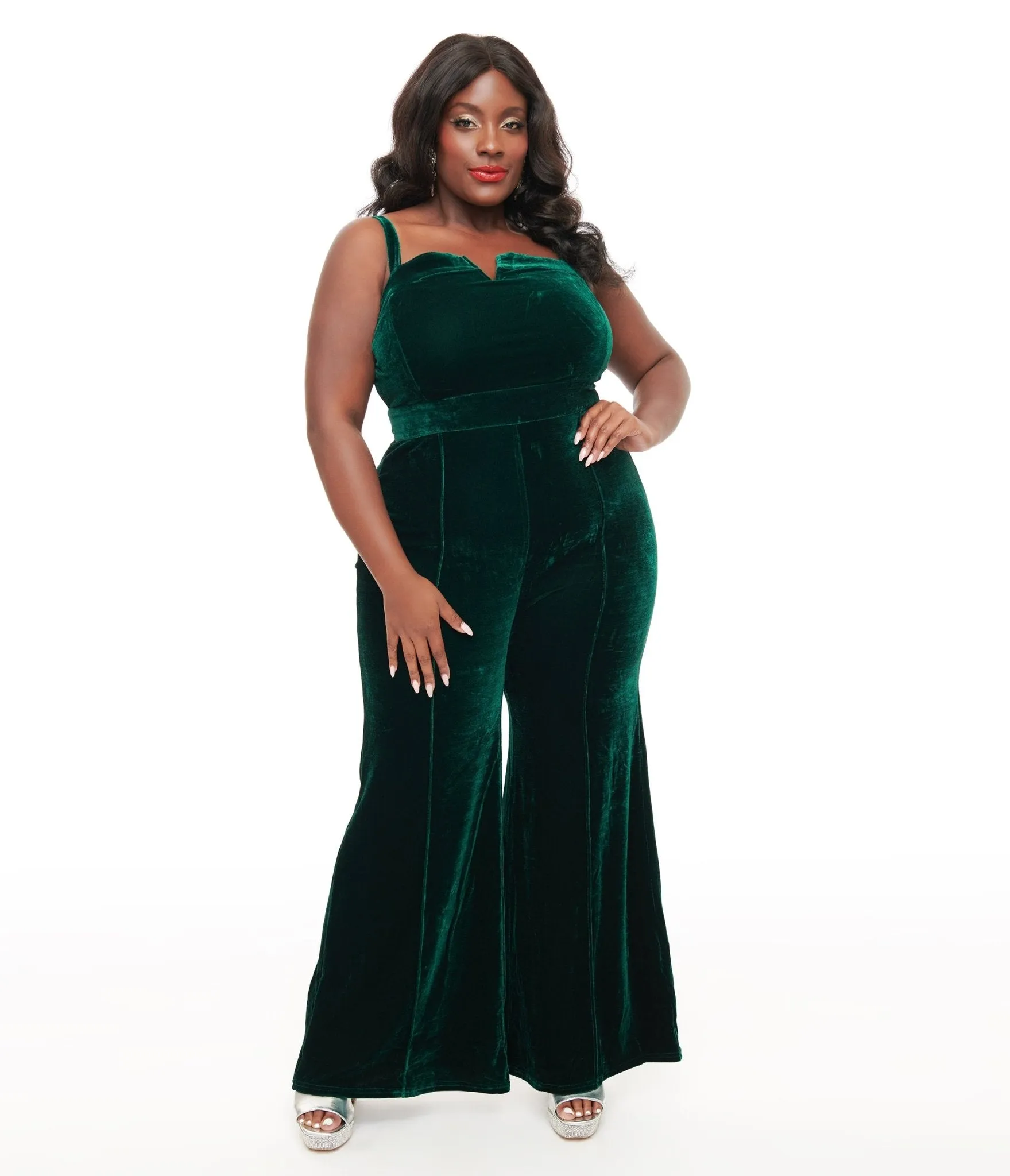 Plus Size Emerald Velvet Jumpsuit sold by Unique Vintage