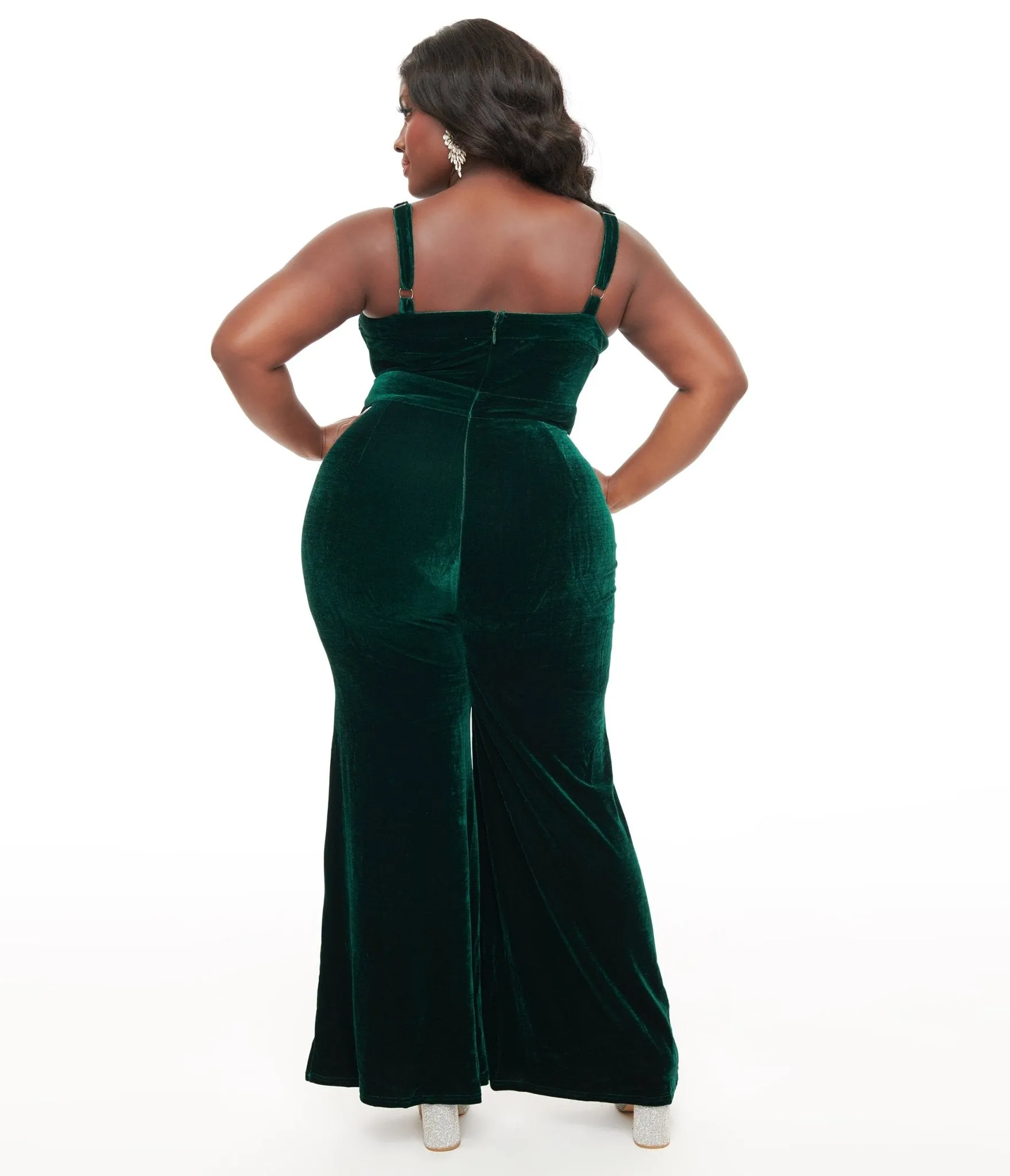 Plus Size Emerald Velvet Jumpsuit sold by Unique Vintage product image thumbnail 2