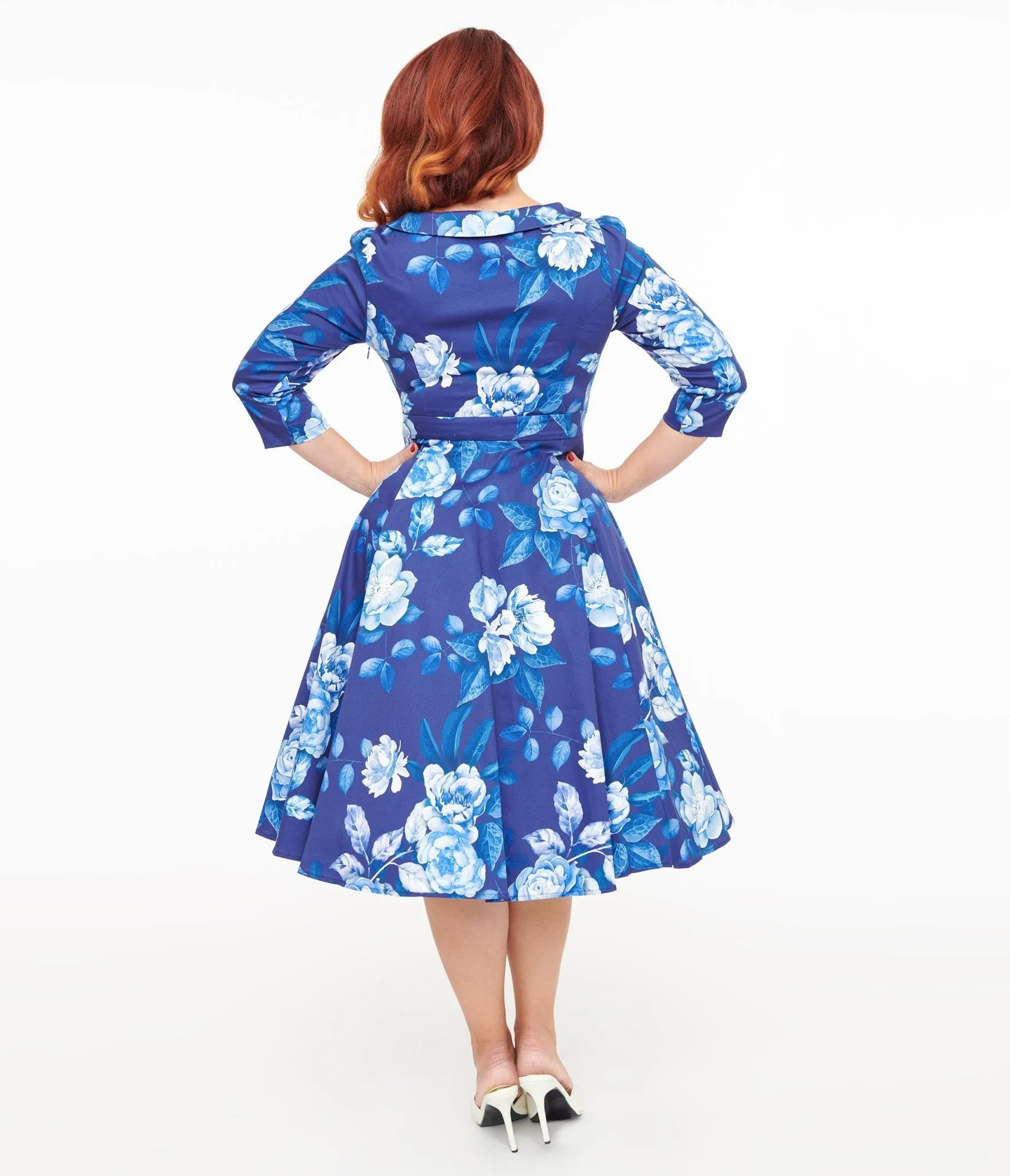 Blue & White Floral Dafney Swing Dress sold by Unique Vintage product image thumbnail 2