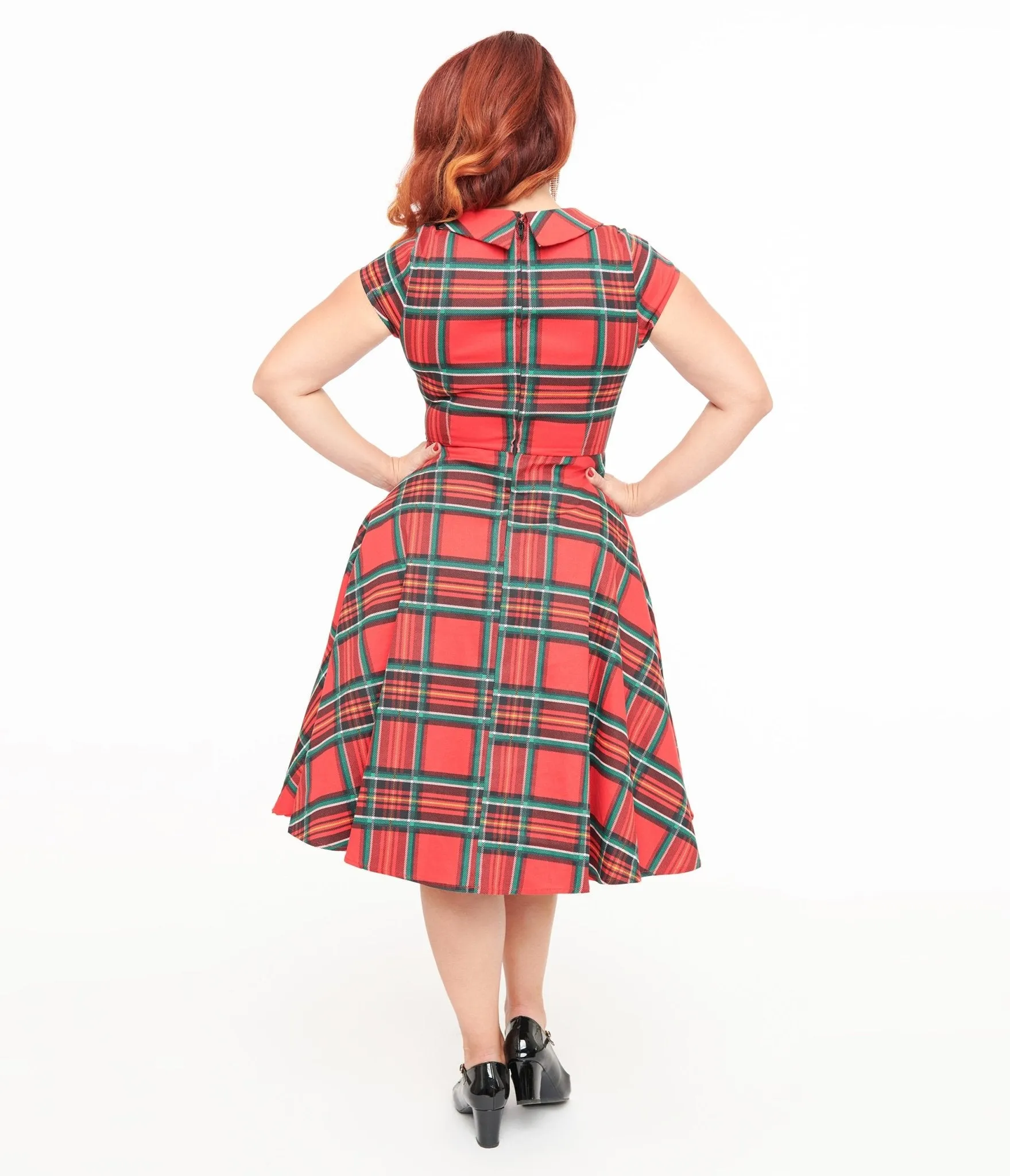 Orchid Bloom 1950s Red Plaid Swing Dress sold by Unique Vintage product image thumbnail 3