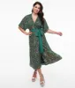 Unique Vintage 1960s Green Sequin Wrap Midi Dress sold by Unique Vintage