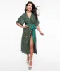 Unique Vintage 1960s Green Sequin Wrap Midi Dress sold by Unique Vintage