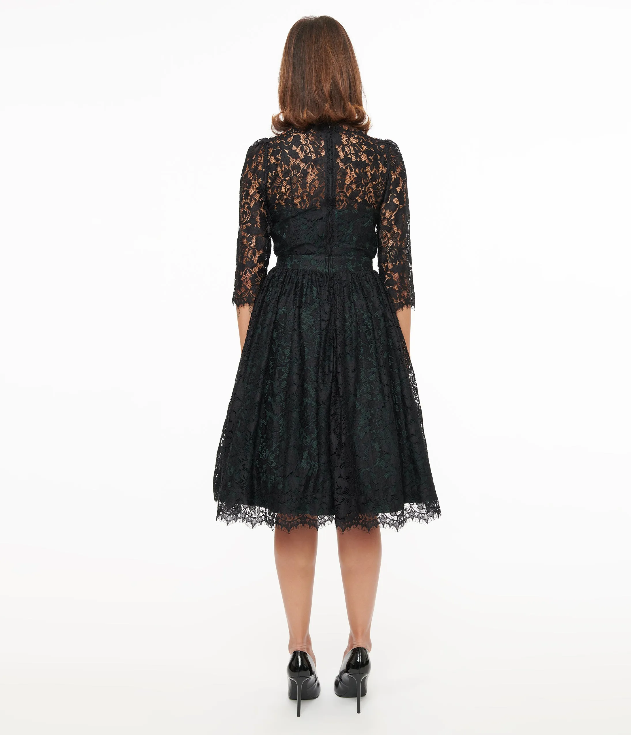 Unique Vintage 1940s Black Lace Swing Dress sold by Unique Vintage product image thumbnail 3
