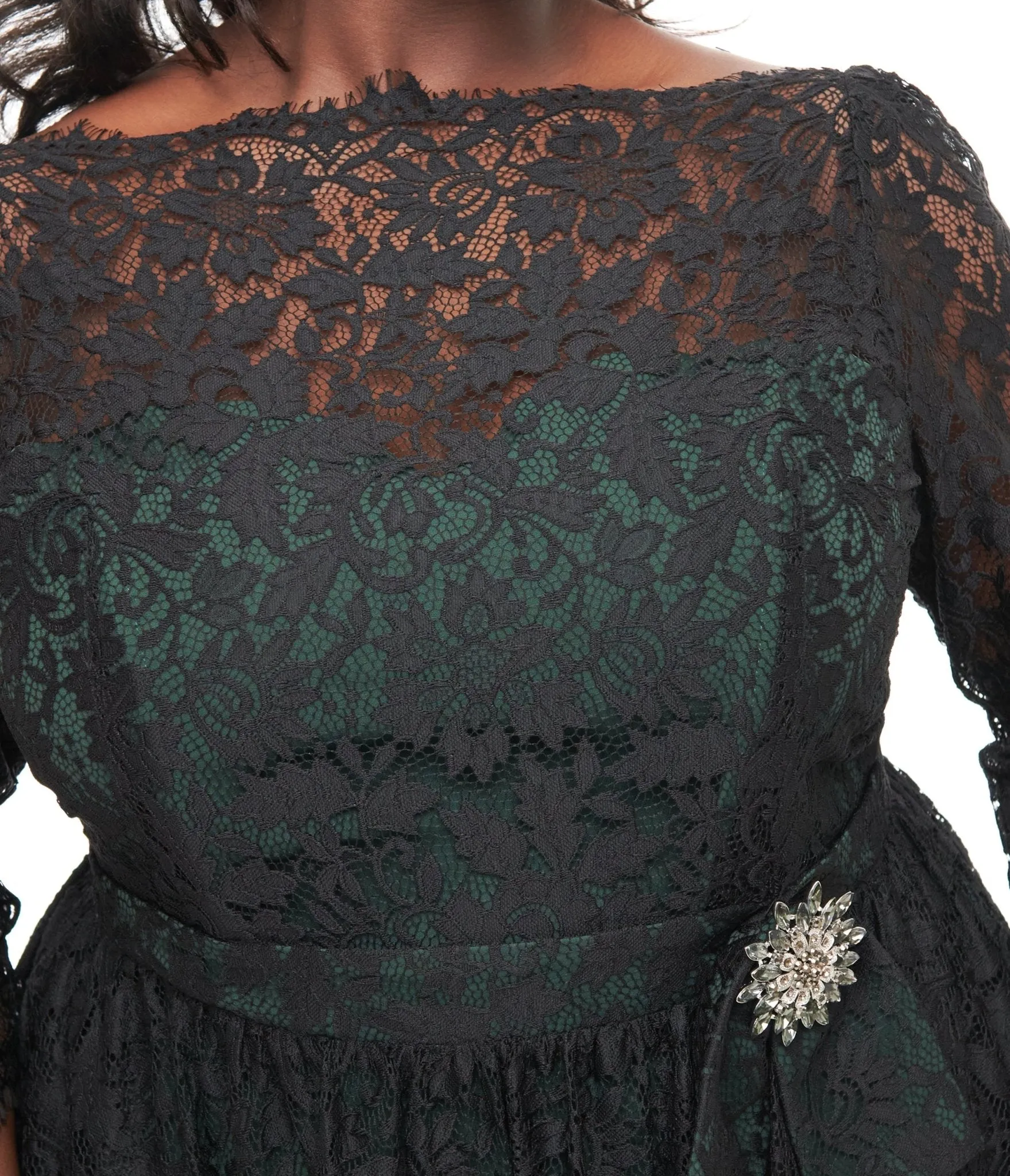 Unique Vintage Plus Size 1940s Black Lace Swing Dress sold by Unique Vintage product image thumbnail 2