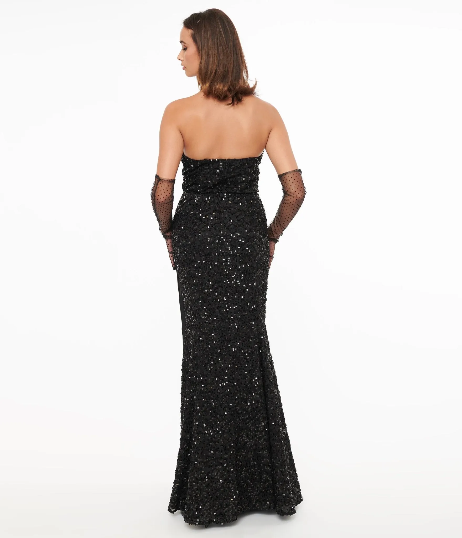 Unique Vintage 1930s Black Sequin Lace Mermaid Dress sold by Unique Vintage product image thumbnail 2