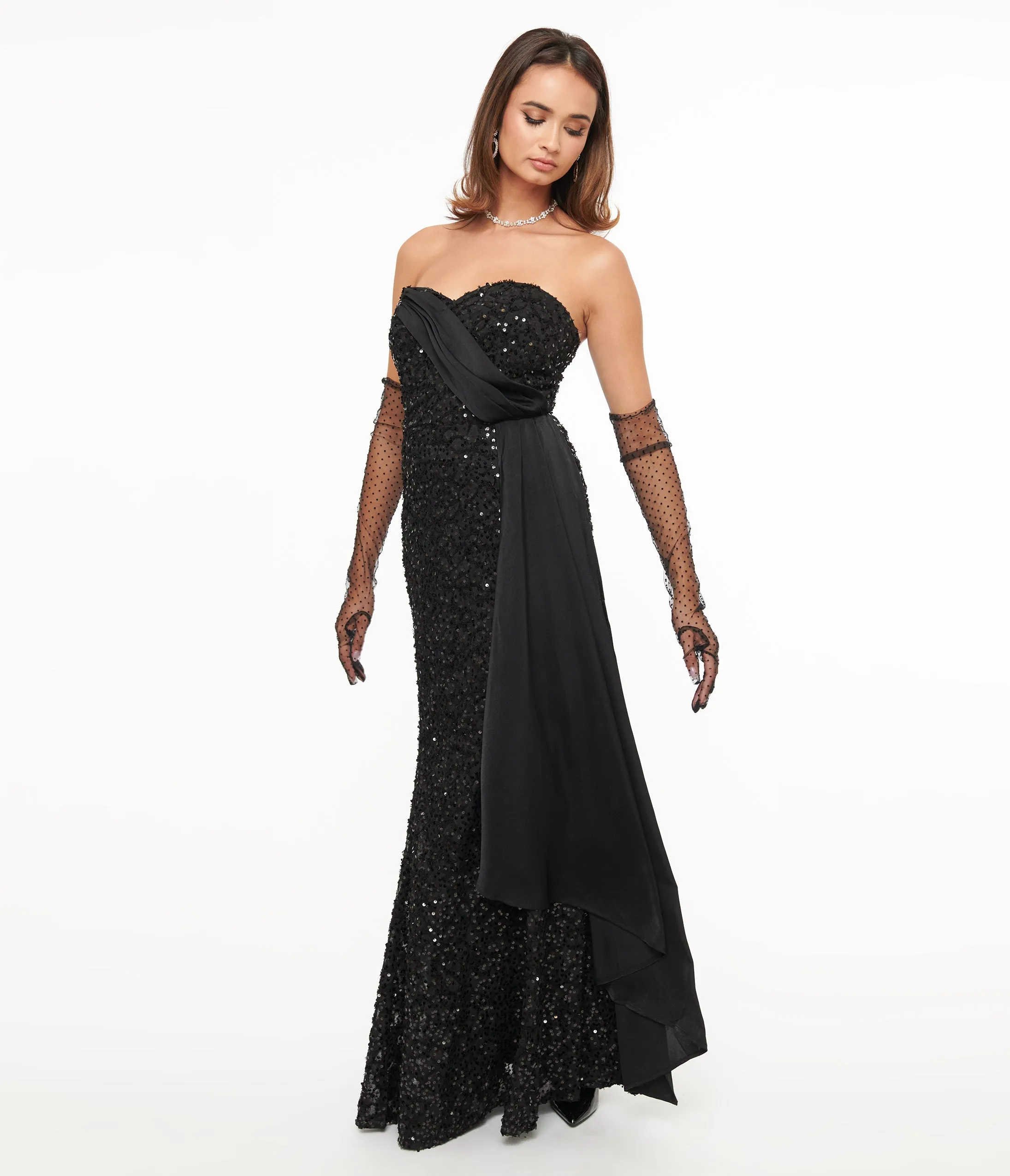 Unique Vintage 1930s Black Sequin Lace Mermaid Dress sold by Unique Vintage product image thumbnail 3